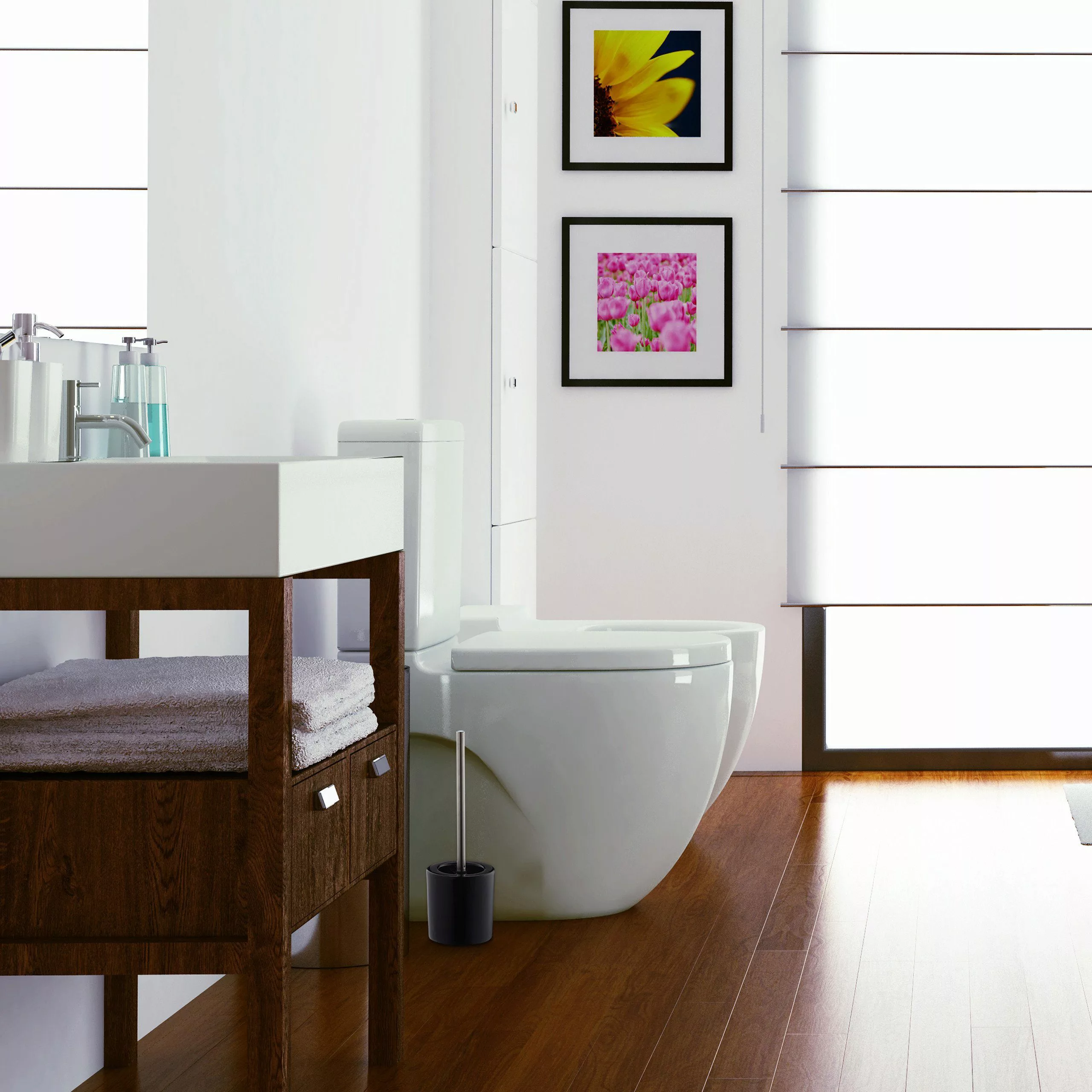 relaxdays Badezimmer-Set WC-Garnitur Keramik, Schwarz günstig online kaufen