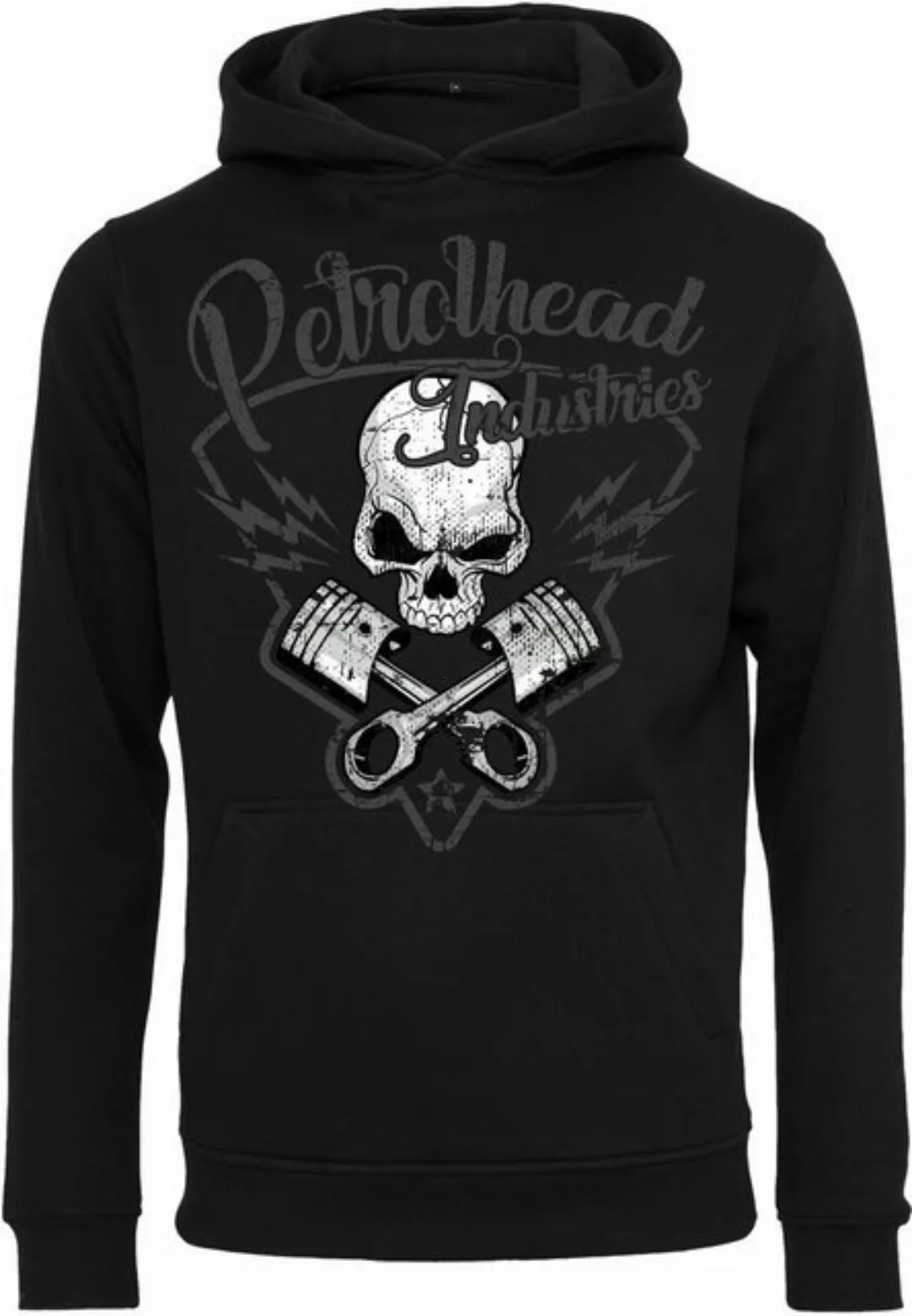 Baddery Kapuzenpullover Auto Hoodie: "Skull & Pistons" - Tuning Tuner Autol günstig online kaufen