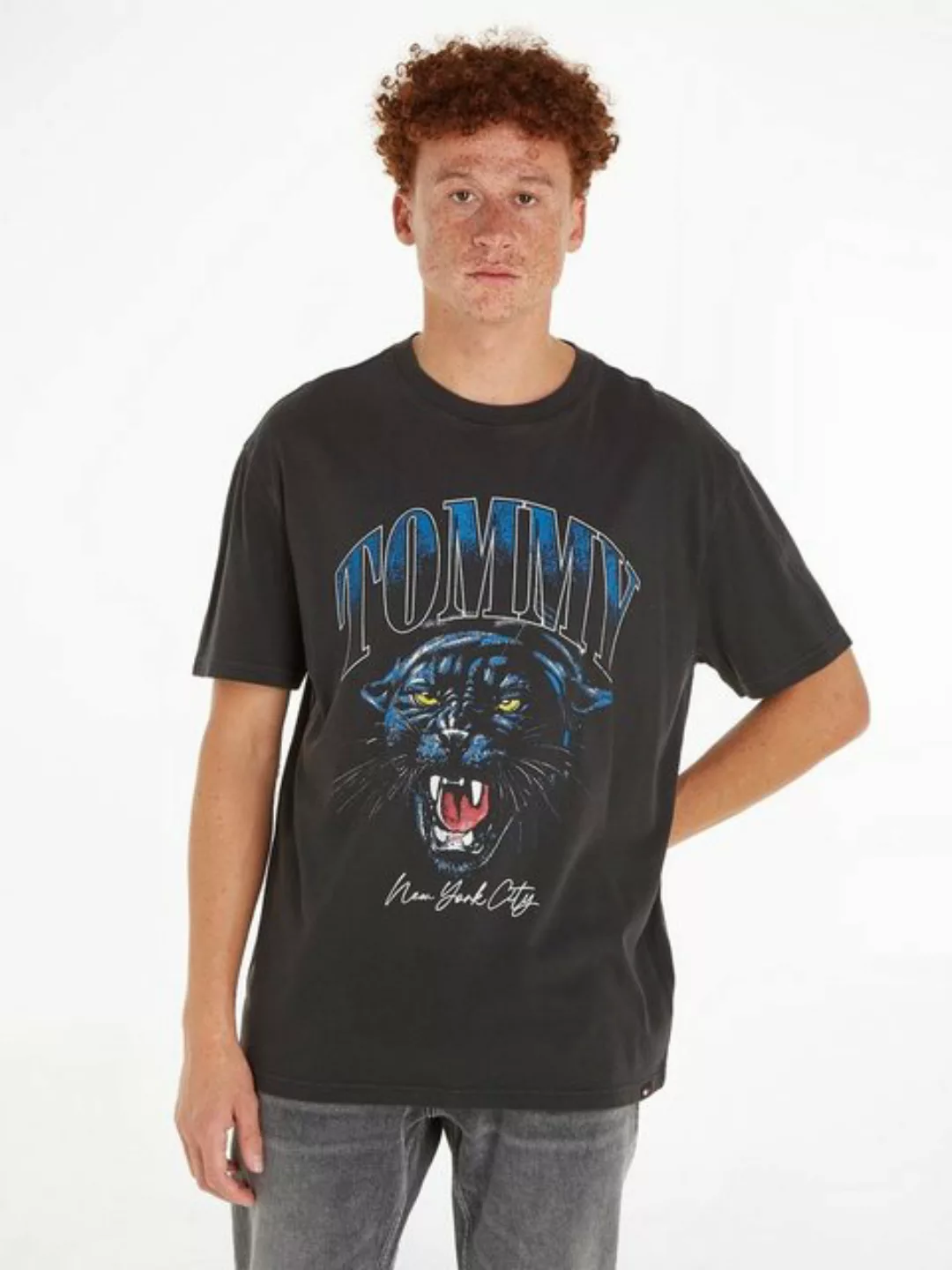 Tommy Jeans T-Shirt TJM REG VINTAGE COLLGE TIGER TEE mit Raubkatzen Aufdruc günstig online kaufen