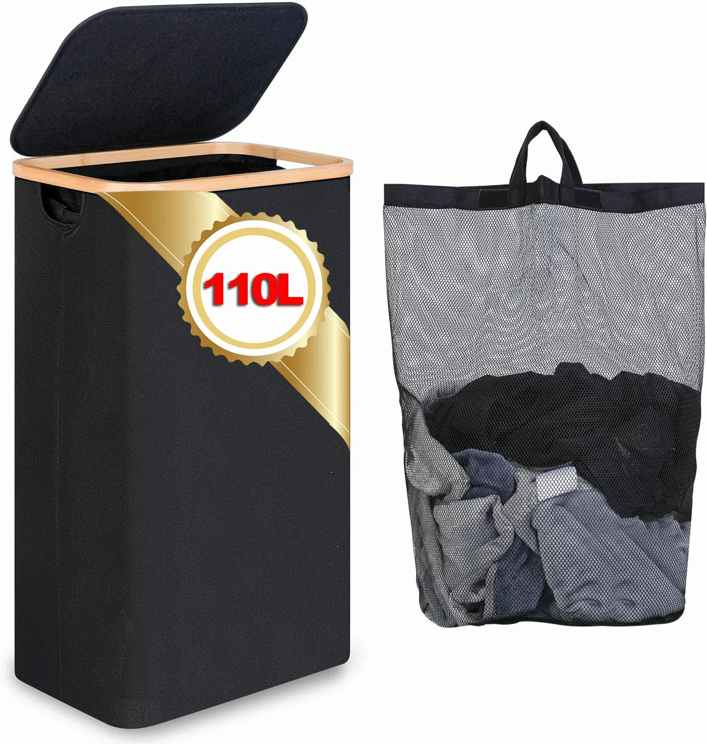 ibettertec Wäschekorb Wäschekorb mit Deckel 110L,1 günstig online kaufen