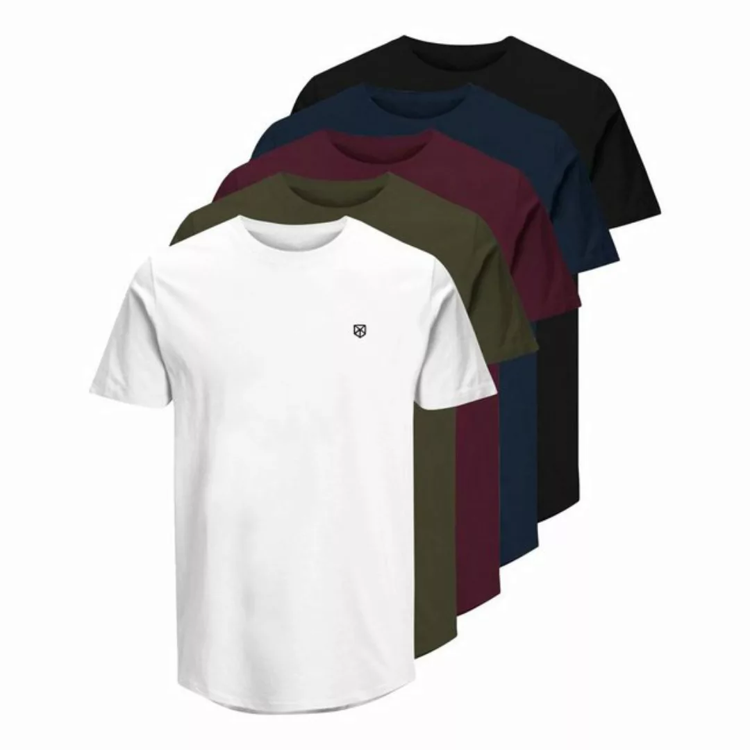 Jack & Jones Herren Rundhals T-Shirt JPRBLABRODY - Regular Fit 5er Pack günstig online kaufen