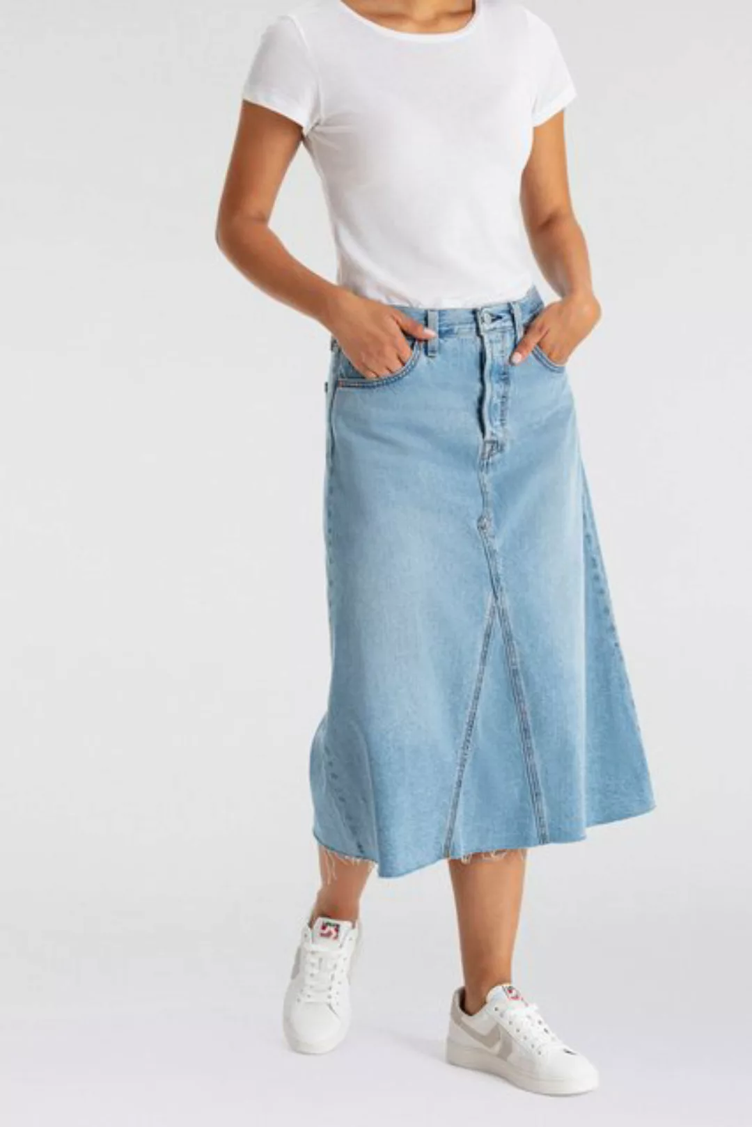 Levi's® Jeansrock HR A LINE DECON SKIRT in trendy Midi-Länge mit ausgefrans günstig online kaufen