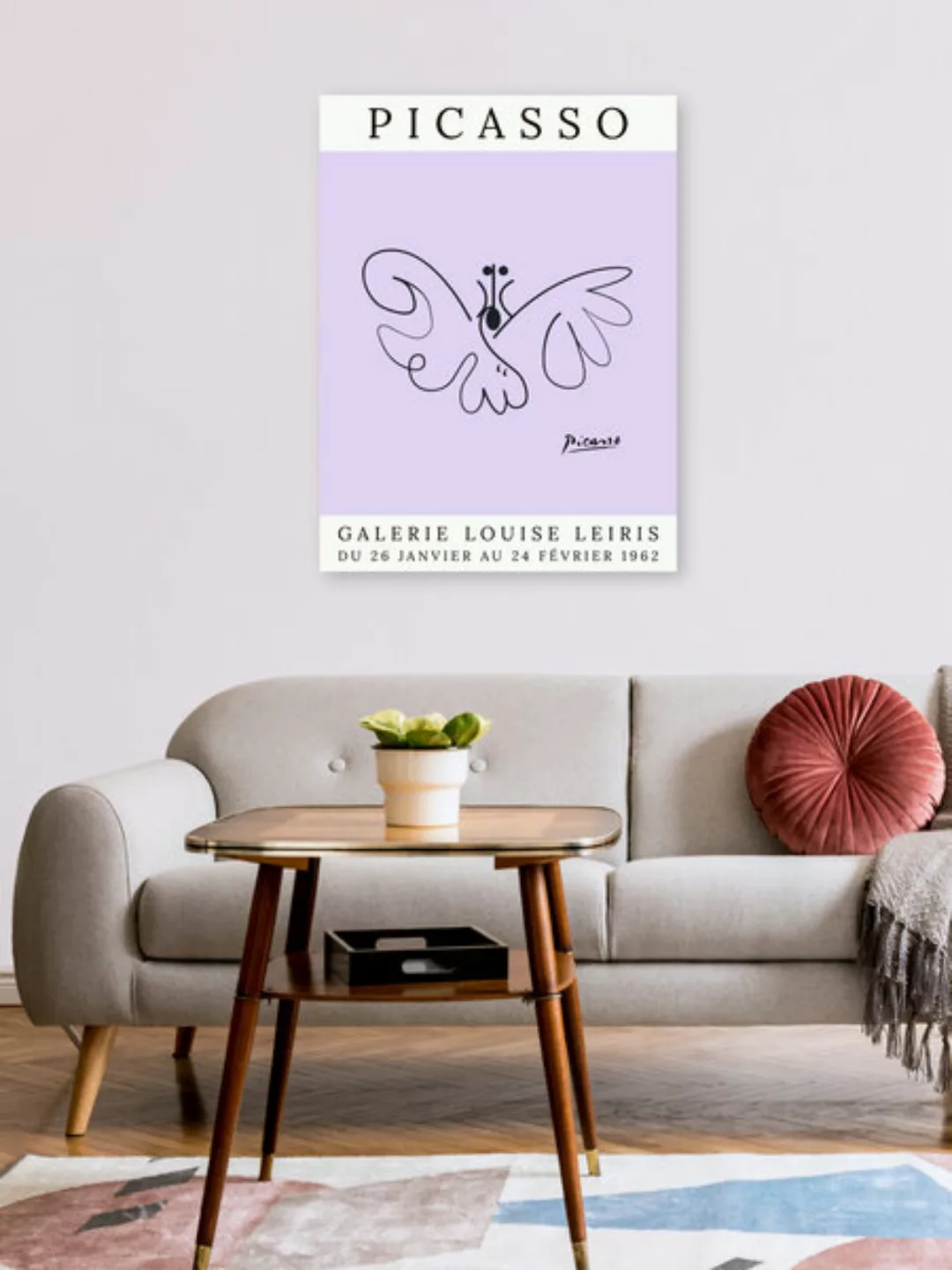 Poster / Leinwandbild - Picasso Schmetterling – Lila günstig online kaufen