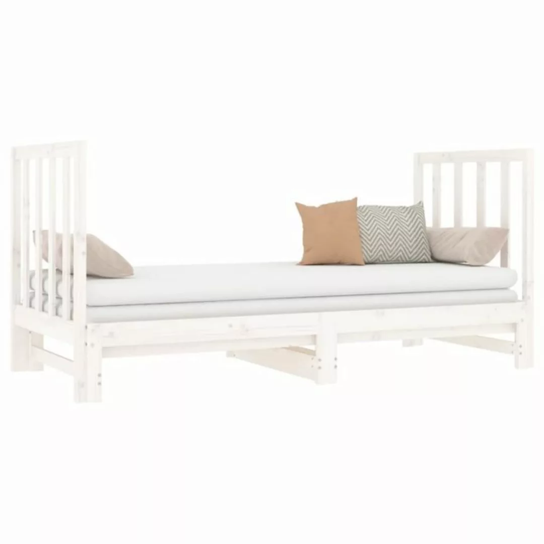 vidaXL Gästebett Gästebett Tagesbett Ausziehbar Weiß 2x90x190 cm Massivholz günstig online kaufen