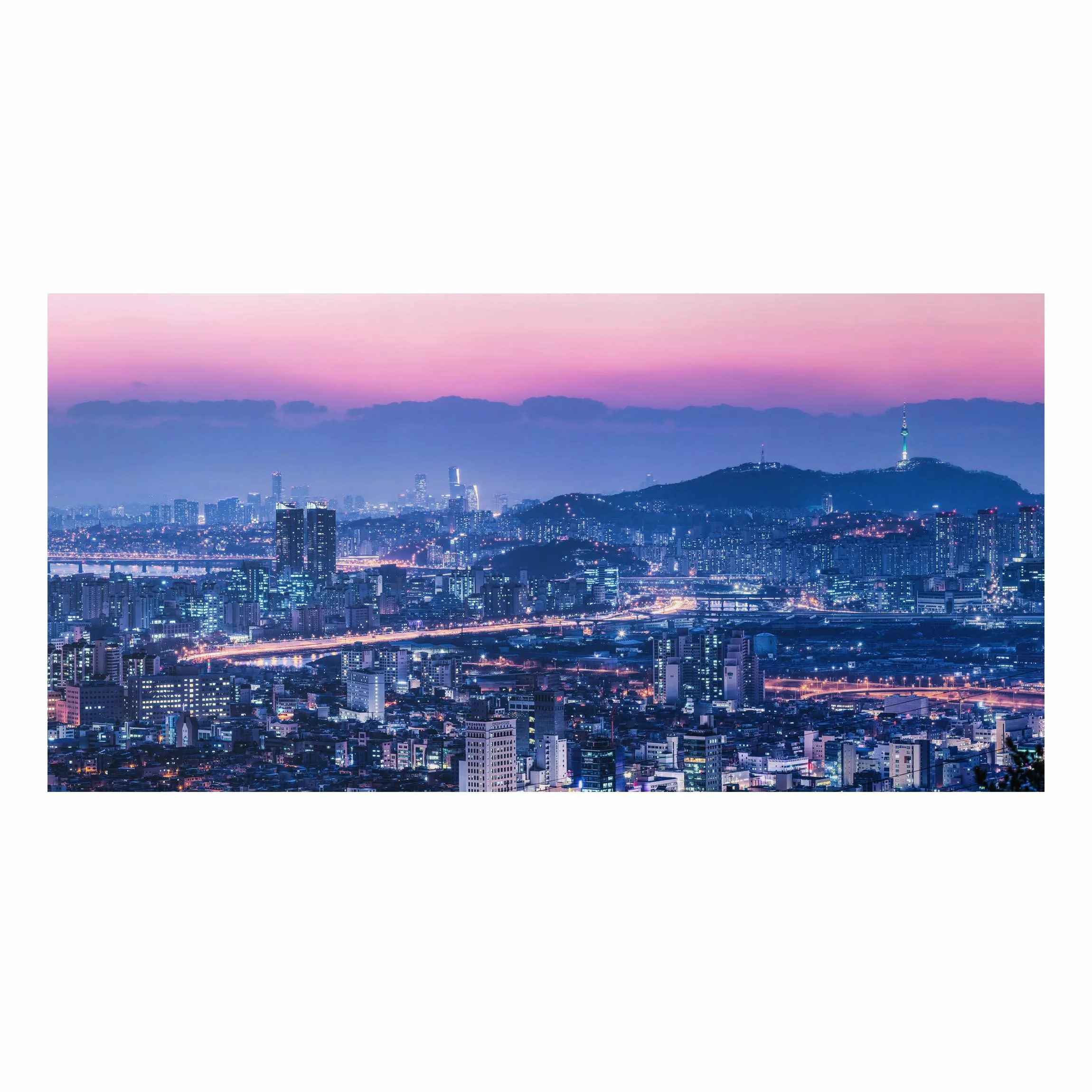 Alu-Dibond Bild Skyline von Seoul günstig online kaufen