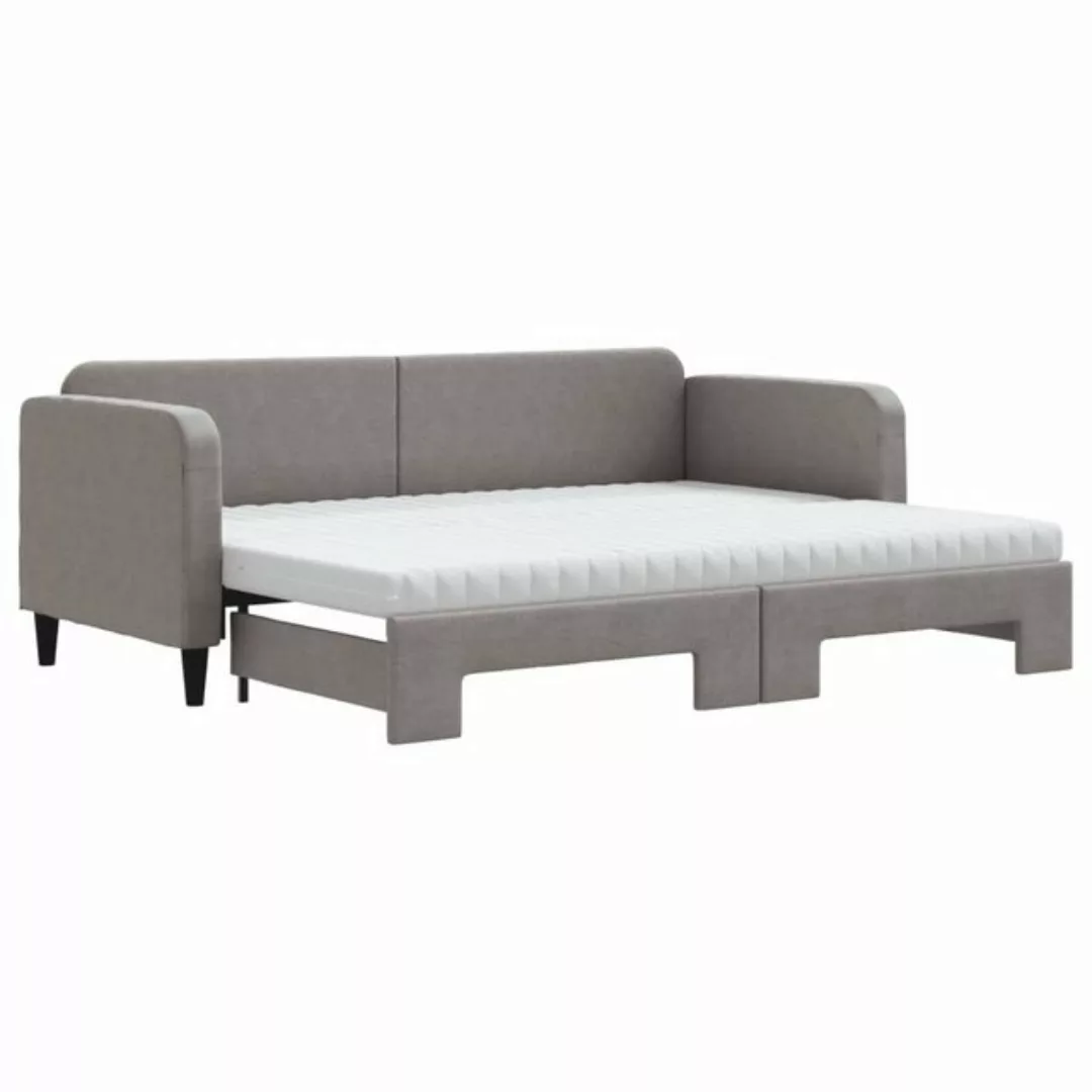 vidaXL Bett, Tagesbett Ausziehbar mit Matratzen Taupe 80x200 cm Stoff günstig online kaufen