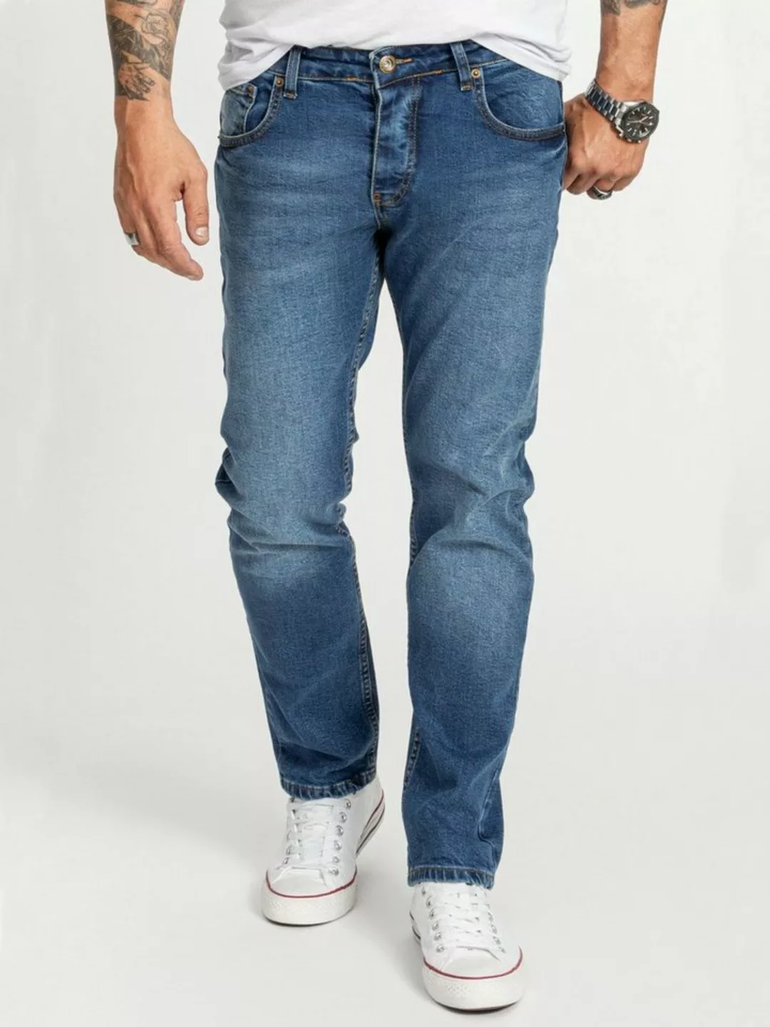 Rock Creek Regular-fit-Jeans Herren Jeans Stonewashed Blau RC-2401 günstig online kaufen