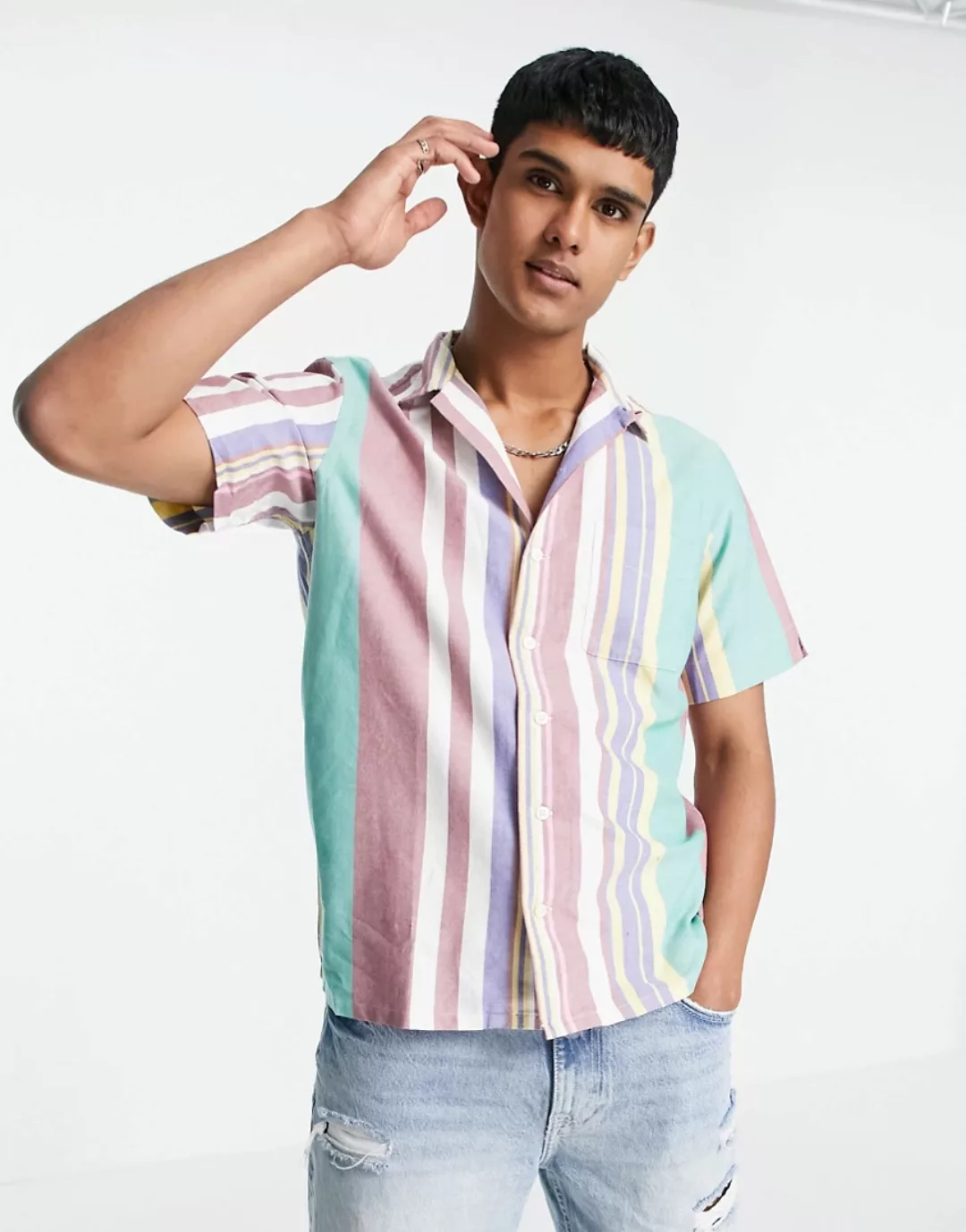 Polo Ralph Lauren – Kurzärmliges, buntes Oxford-Hemd in klassischer Oversiz günstig online kaufen