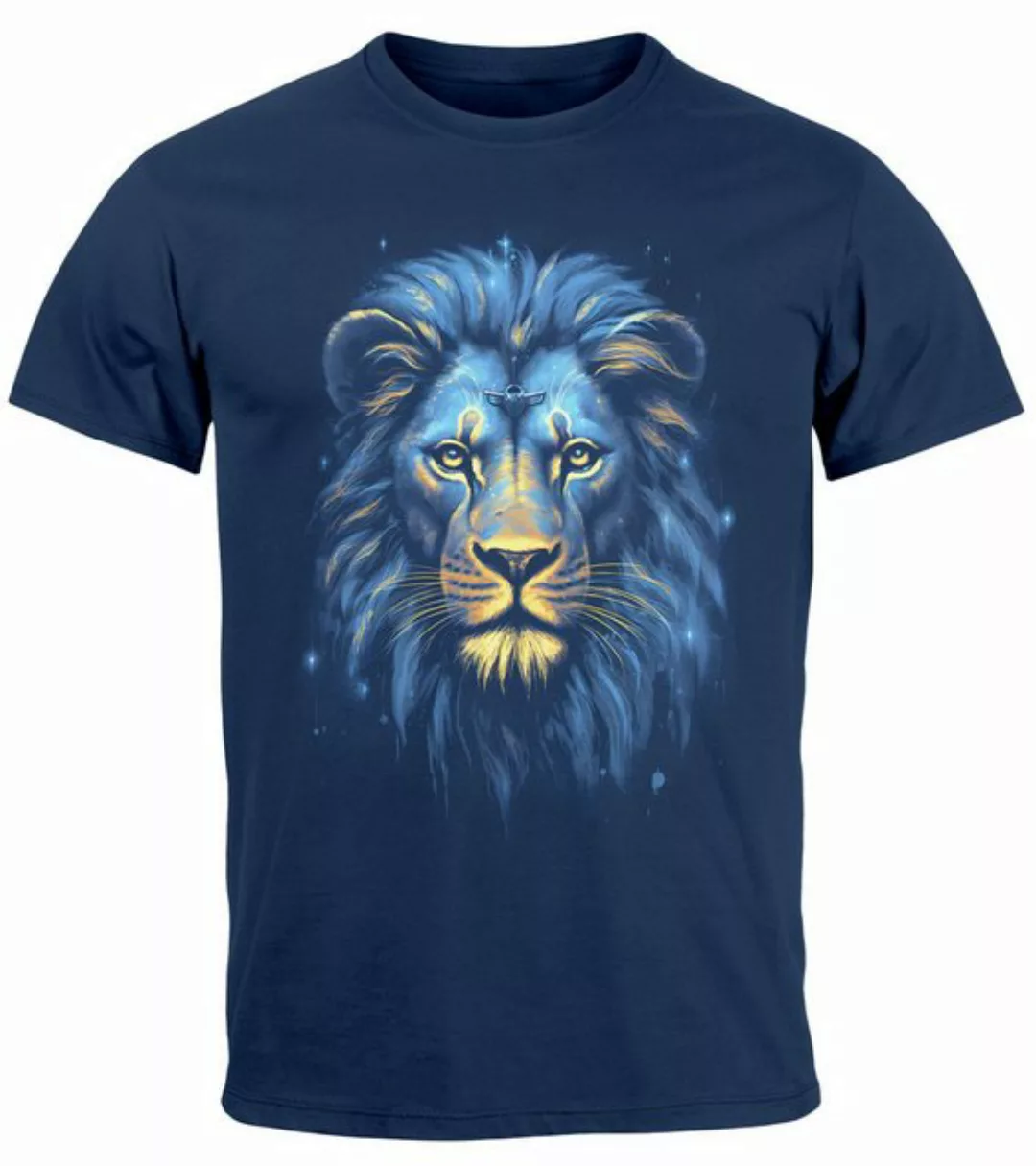 Neverless Print-Shirt Herren T-Shirt Löwe Lion Art-Print Kunst Illustration günstig online kaufen