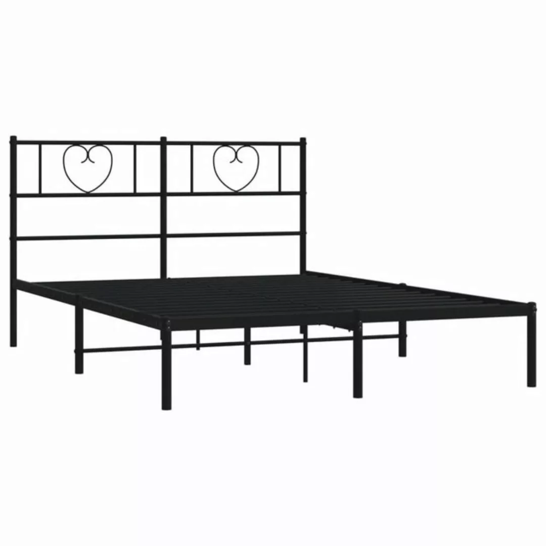 vidaXL Bettgestell Bettrahmen mit Kopfteil Metall Weiß 140x190 cm Bett Bett günstig online kaufen