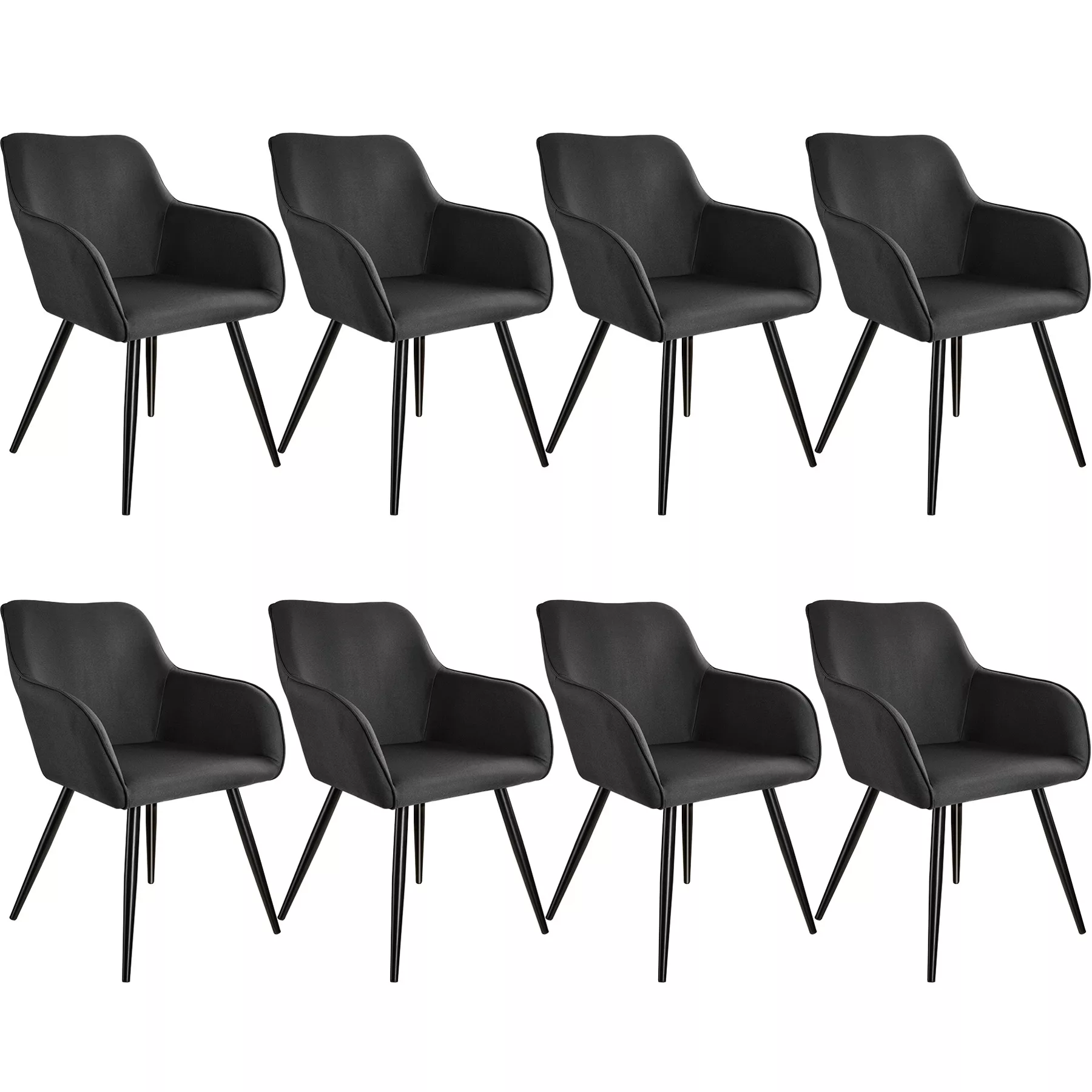 8er Set Stuhl Marilyn Leinenoptik, schwarze Stuhlbeine - hellgrau/schwarz günstig online kaufen