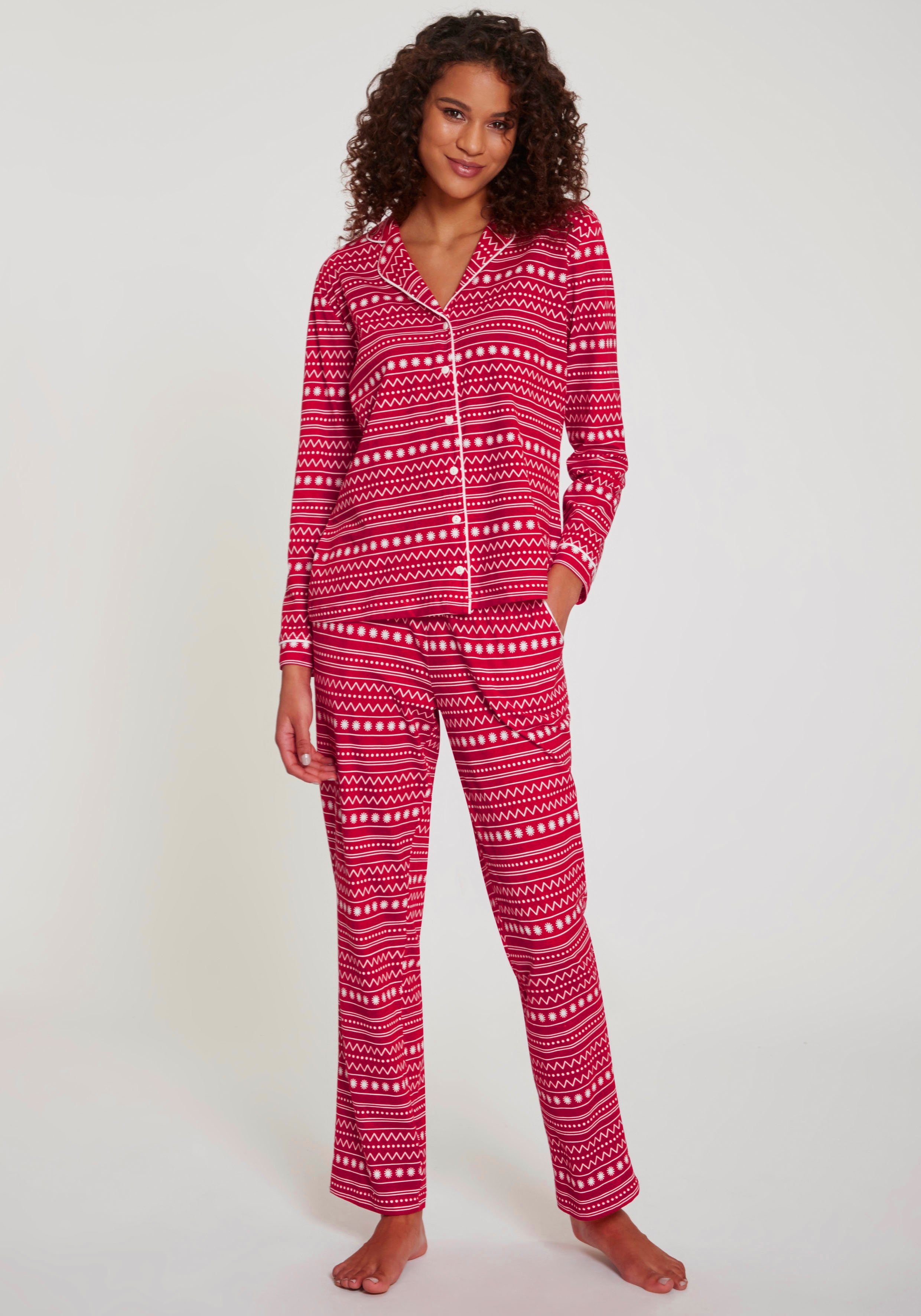 LASCANA Pyjama, (Set, 2 tlg.), mit Alloverprint günstig online kaufen