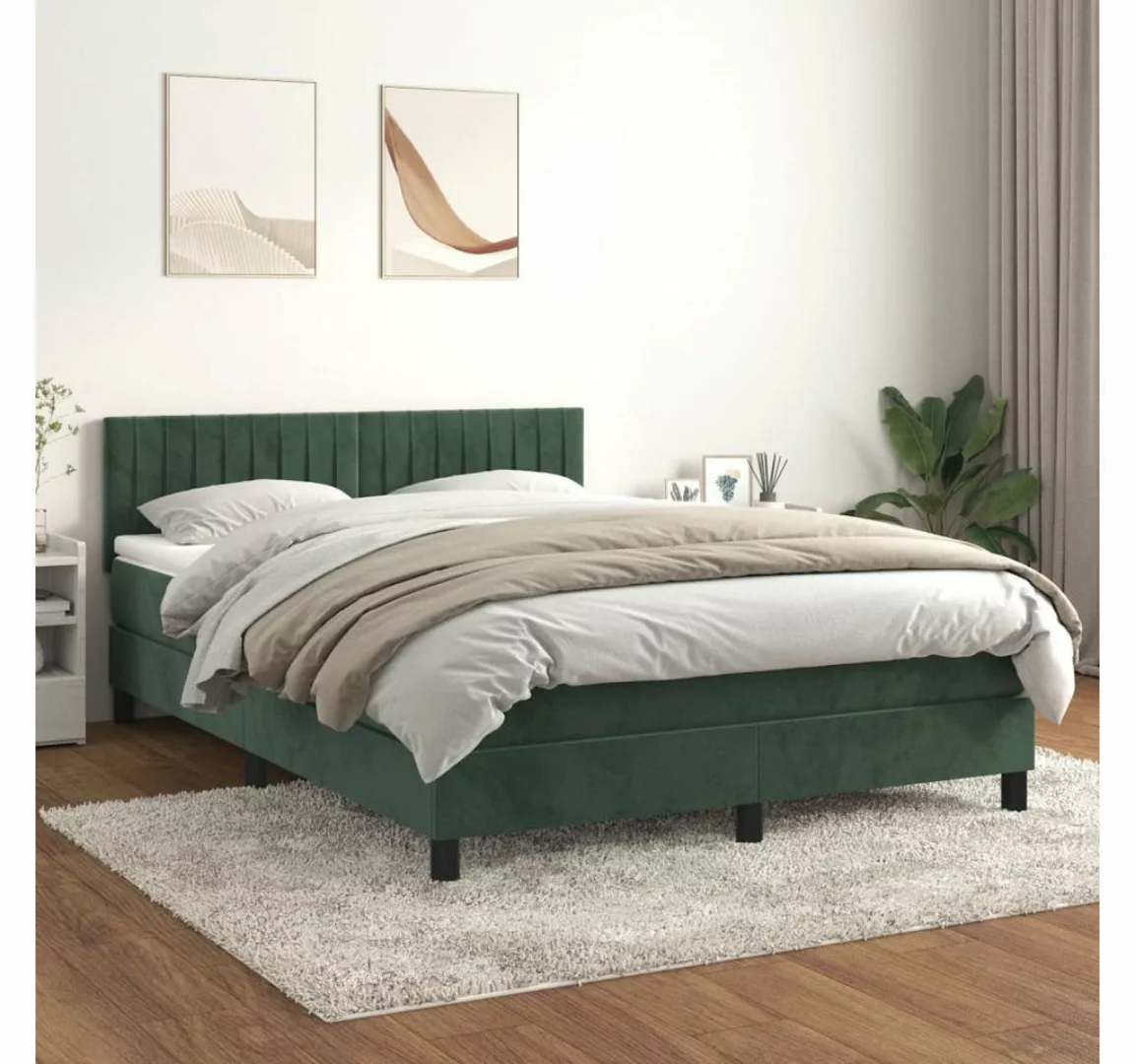 vidaXL Boxspringbett Bett Boxspringbett mit Matratze Samt (140 x 200 cm, Gr günstig online kaufen