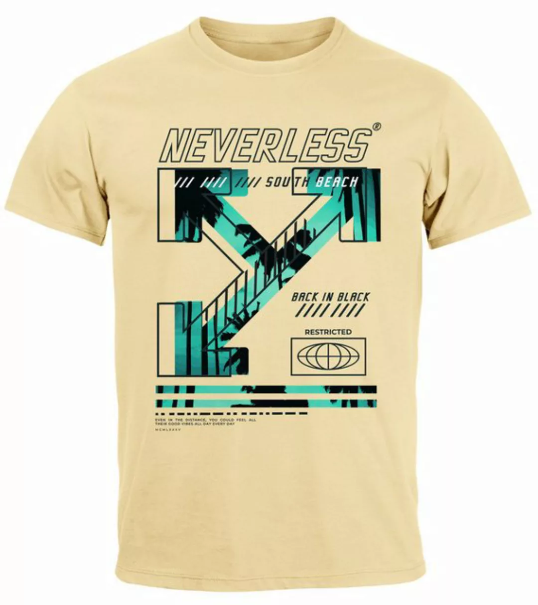 Neverless Print-Shirt Herren T-Shirt Text Print Aufdruck South Beach Techwe günstig online kaufen