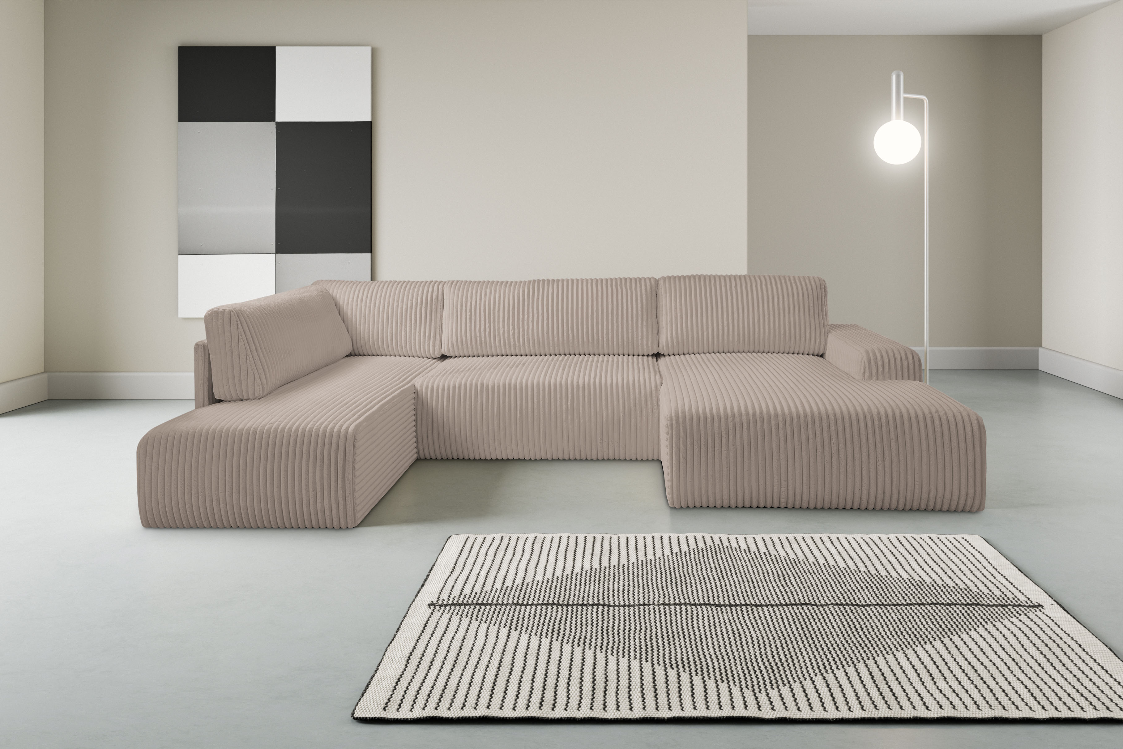 WERK2 Wohnlandschaft "Rotterdam-U, U-Form, in kuschelweichem Cord oder Brei günstig online kaufen