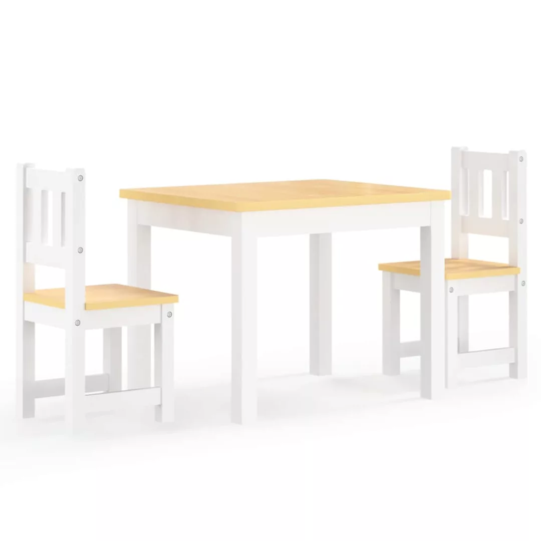 Vidaxl 3-tlg. Kindertisch Und Stuhl-set Weiß Und Beige Mdf günstig online kaufen