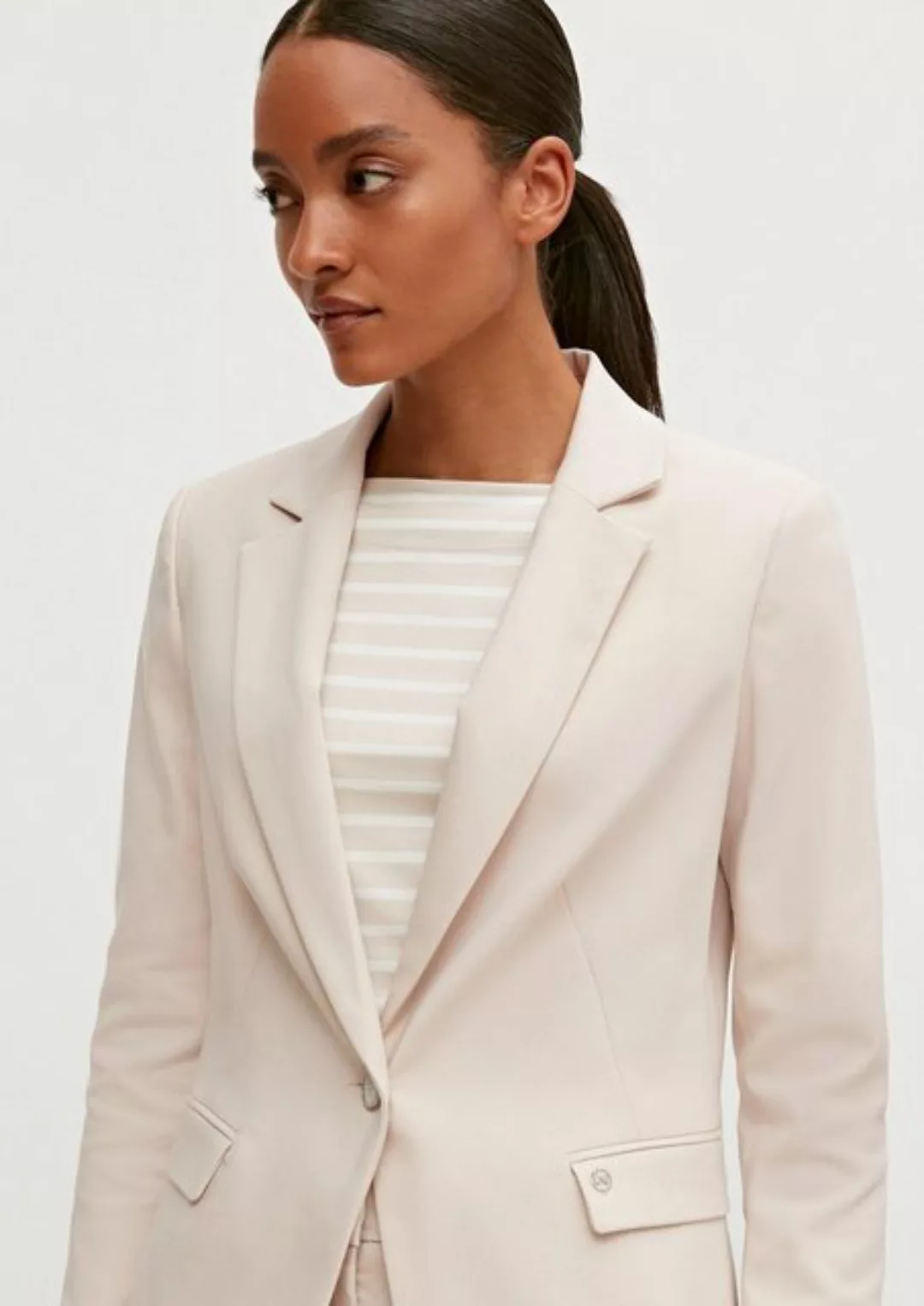 Comma Blusenblazer Taillierter Blazer in Baumwollmix günstig online kaufen