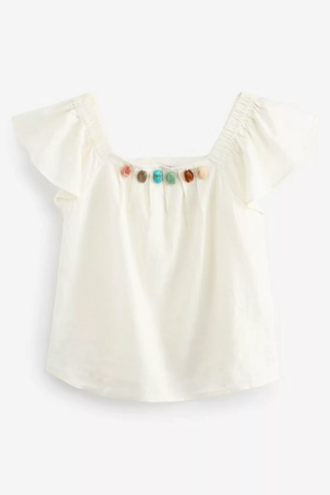 Next Blusenshirt Perlenbesticktes Oberteil mit Flatterärmeln (1-tlg) günstig online kaufen