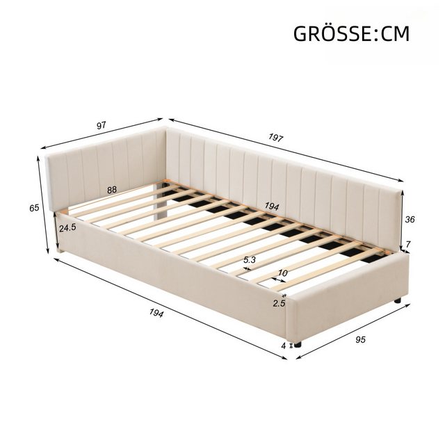 PFCTART Schlafsofa Polsterbett Sofabett 90*200 Multifunktionsbett, mit Latt günstig online kaufen