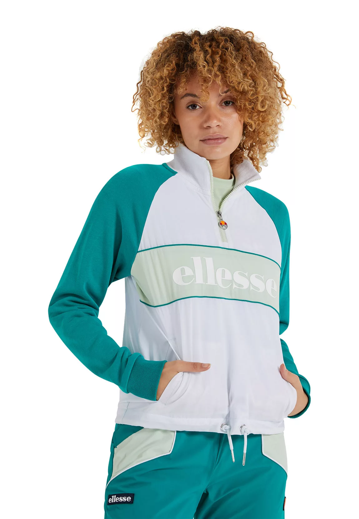 Ellesse Trainingsjacke Damen COACOA TRACK TOP White Weiß Grün günstig online kaufen