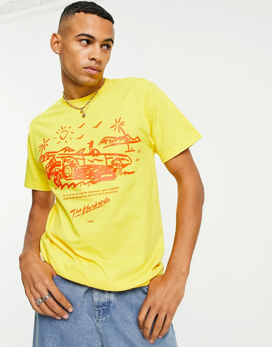 The Hundreds – T-Shirt in Gelb mit „Madness“-Print günstig online kaufen