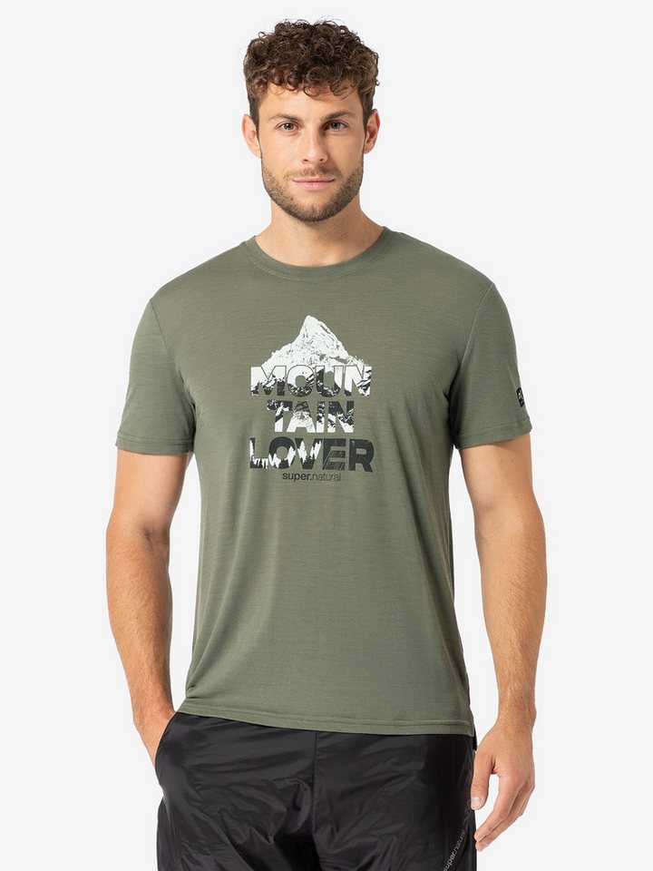 SUPER.NATURAL T-Shirt für Herren, Merino MOUNT RUNDLE Berg Motiv, atmungsak günstig online kaufen