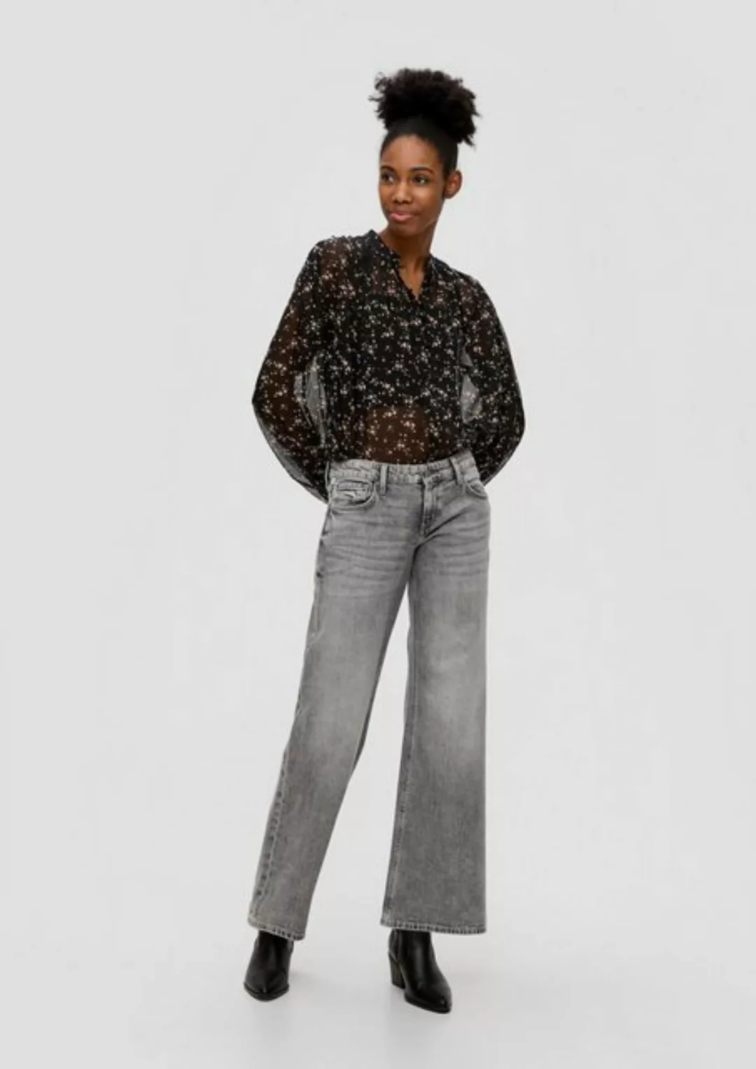 QS Stoffhose Jeans Catie / Slim Fit / Low Rise / Wide Leg / Baumwollmix Lab günstig online kaufen