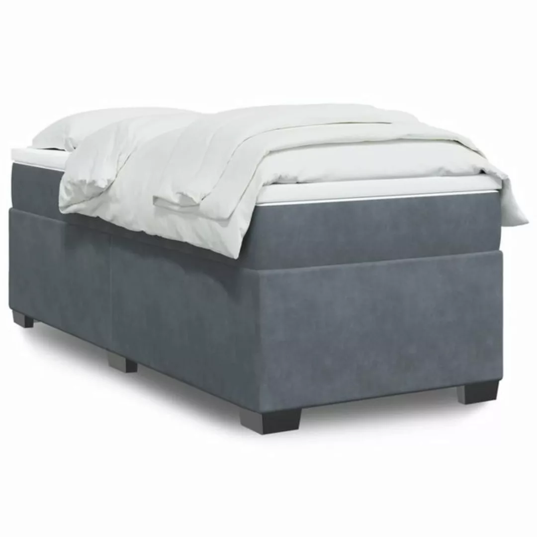 vidaXL Boxspringbett Boxspringbett mit Matratze Dunkelgrau 90x200 cm Samt günstig online kaufen