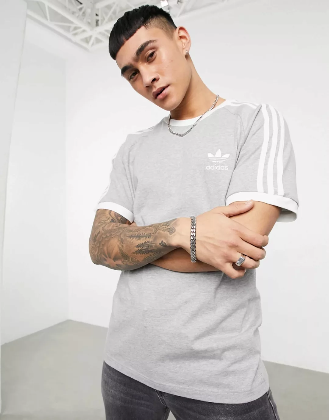 Adidas Originals Adicolor 3 Stripes Kurzarm T-shirt L Medium Grey Heather günstig online kaufen