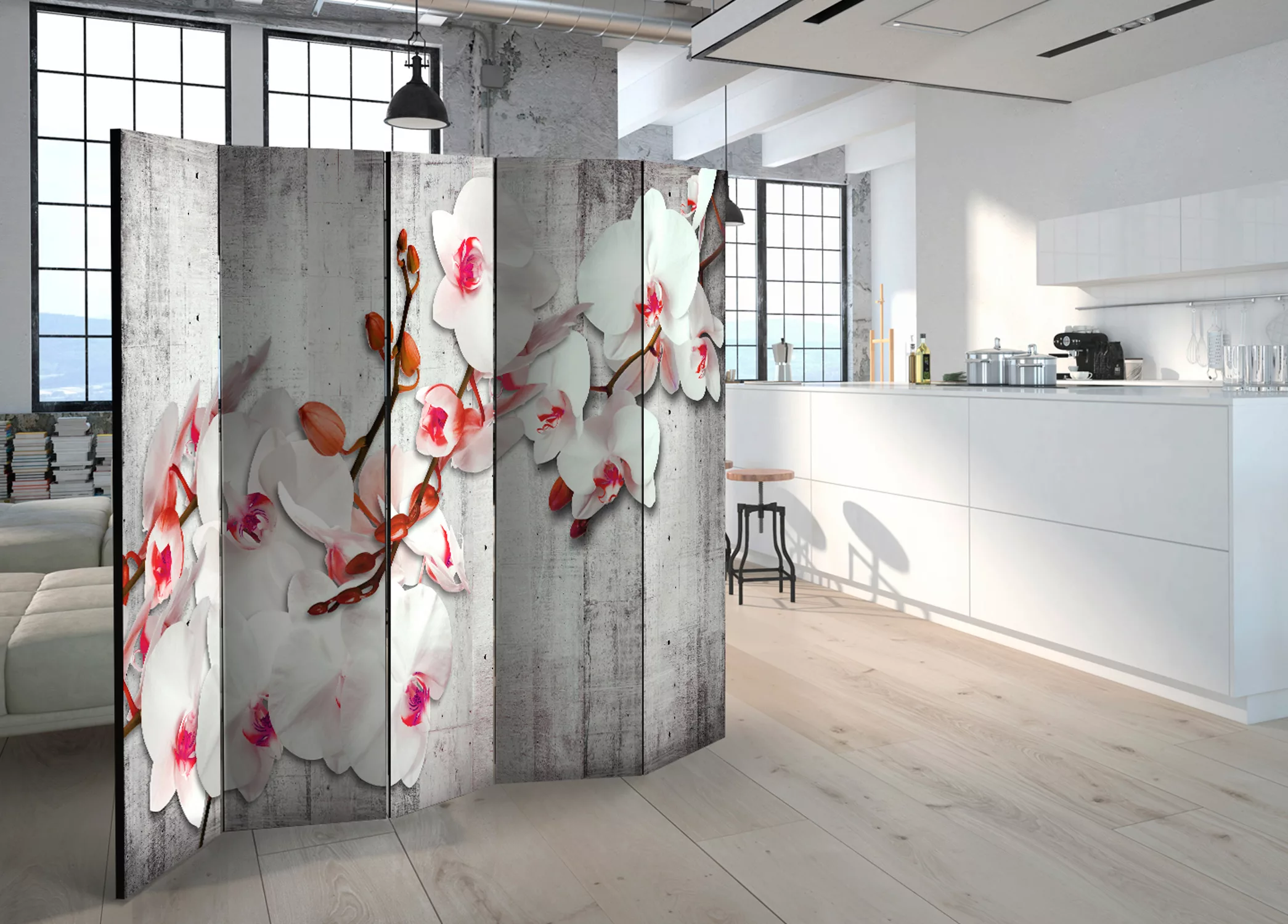 5-teiliges Paravent - Concrete Orchid Ii [room Dividers] günstig online kaufen