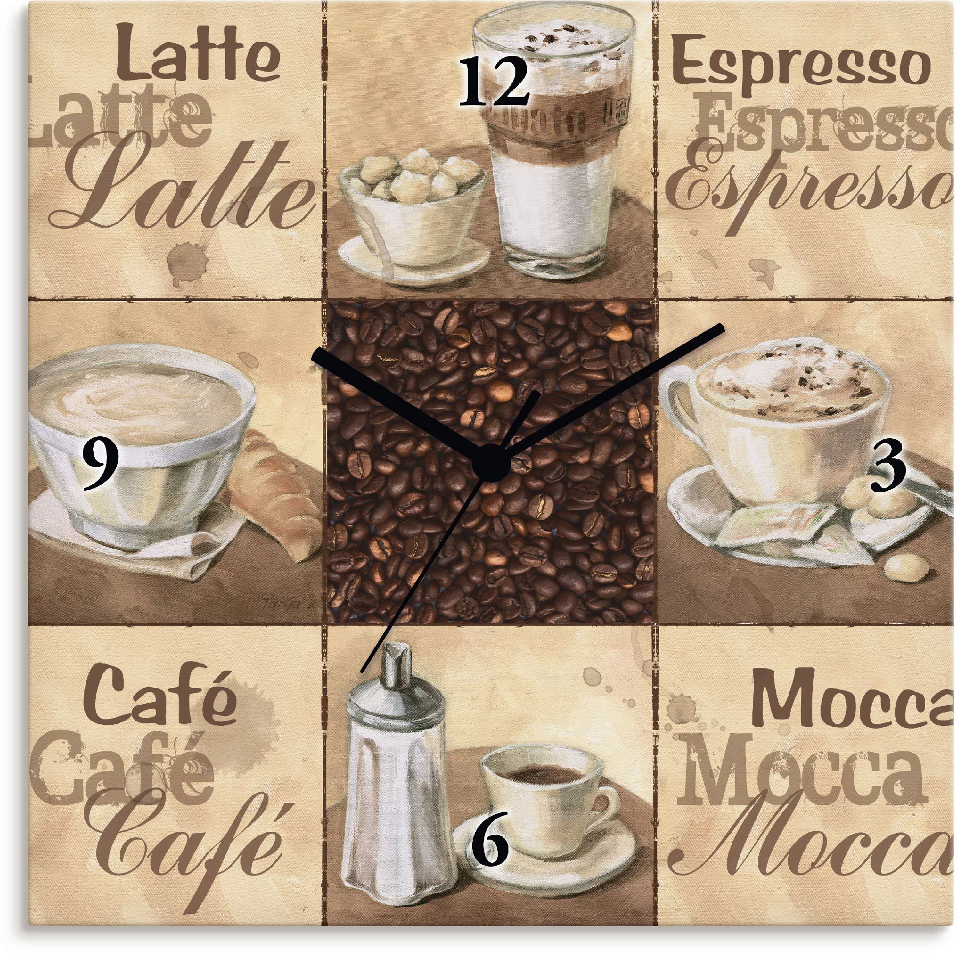 Artland Wanduhr "Kaffee Collage II" günstig online kaufen