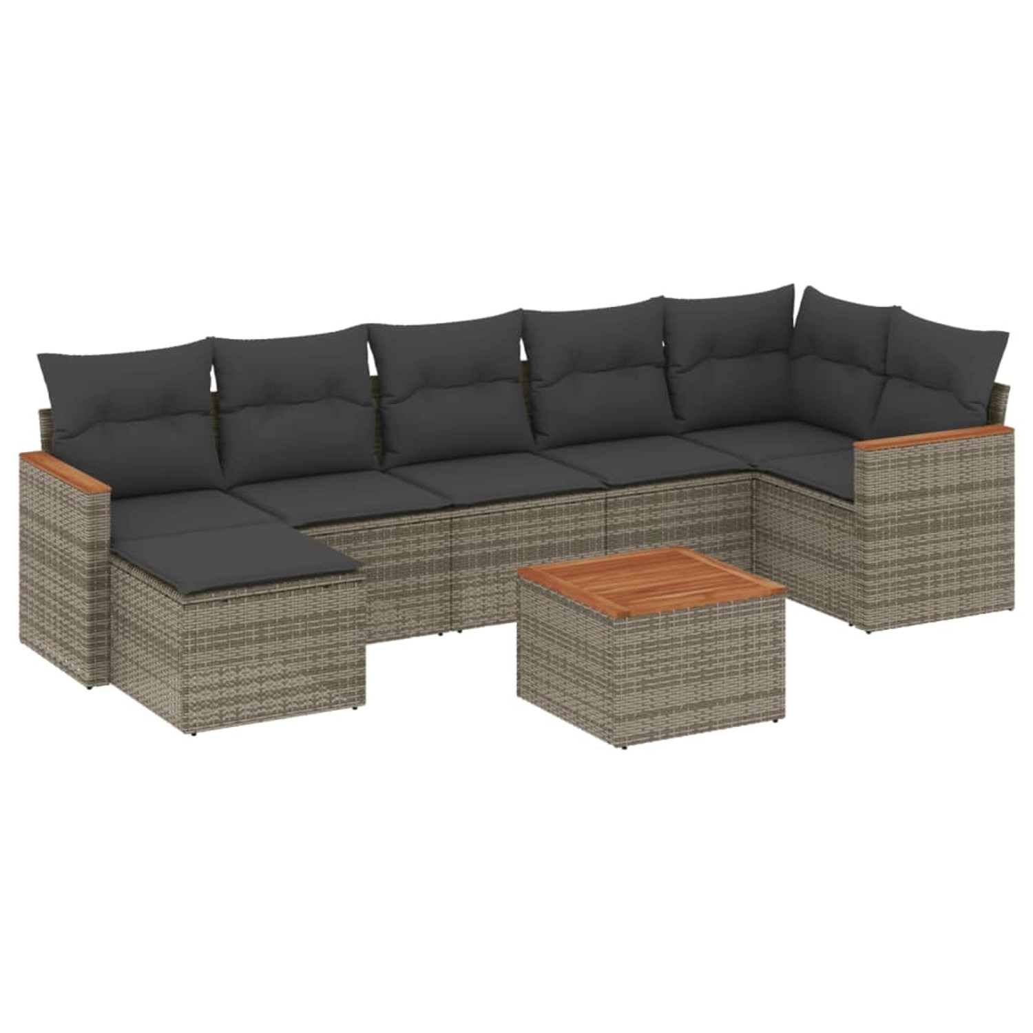 vidaXL 8-Tlg Garten-Sofagarnitur mit Kissen Grau Poly Rattan 3226200 günstig online kaufen
