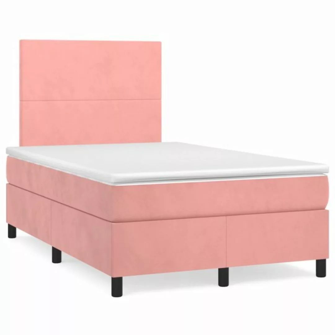 vidaXL Boxspringbett Boxspringbett mit Matratze Rosa 120x200 cm Samt Bett B günstig online kaufen