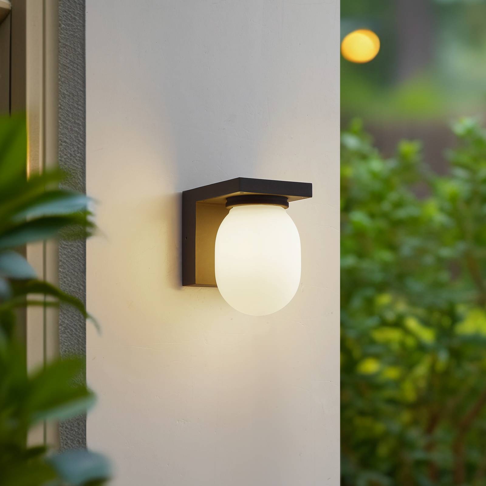 Lucande Außenwandleuchte Ovaali, Glas, dunkelgrau, IP65 günstig online kaufen