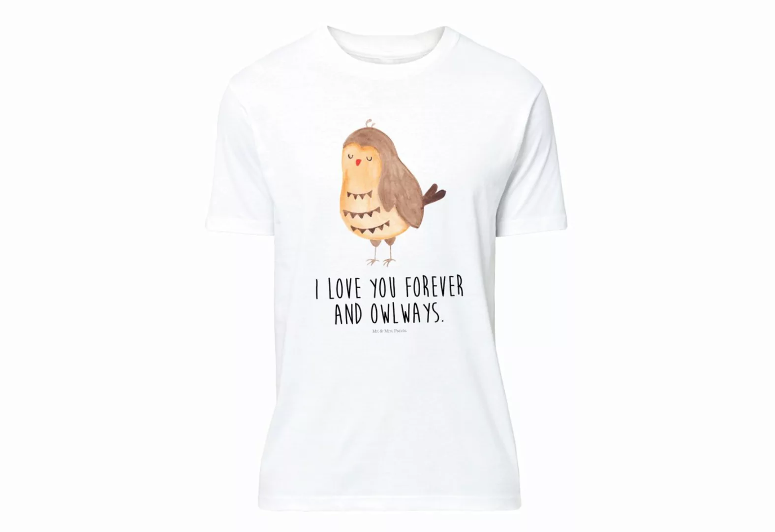 Mr. & Mrs. Panda T-Shirt Eule Zufrieden - Weiß - Geschenk, Junggesellenabsc günstig online kaufen
