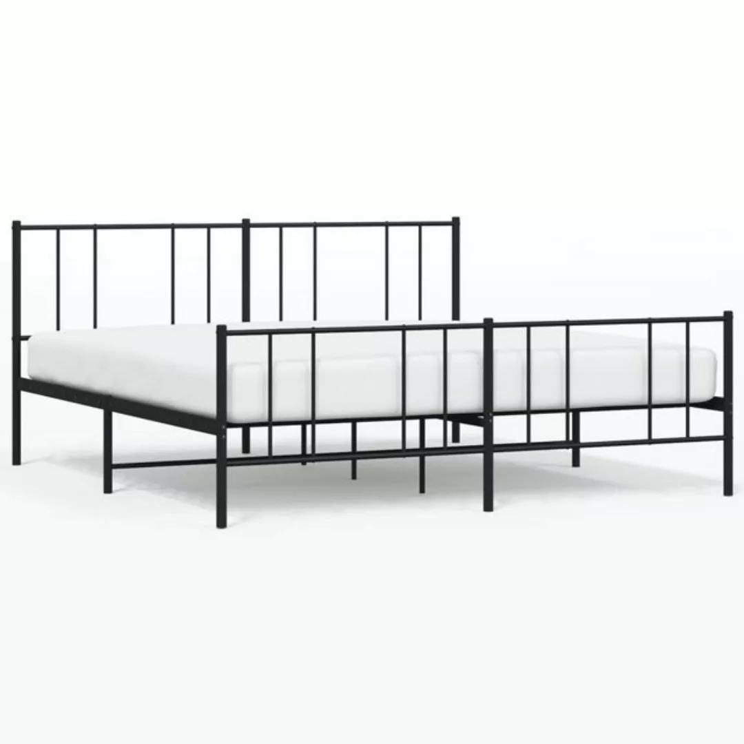 furnicato Bett Bettgestell mit Kopf- und Fußteil Metall Schwarz 200x200 cm günstig online kaufen