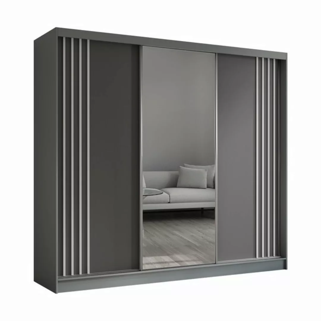 ALTDECOR Schiebetürenschrank NALLA (Kleiderschrank Aluminium-Leisten Lamell günstig online kaufen