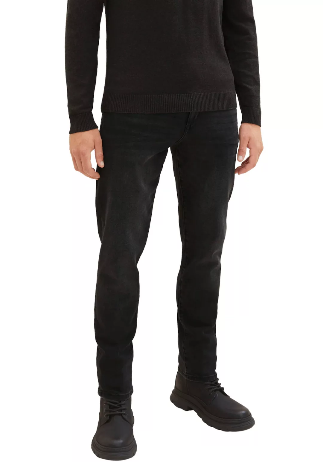 Tom Tailor Herren Jeans JOSH - Slim Fit - Schwarz - Used Dark Stone Black D günstig online kaufen