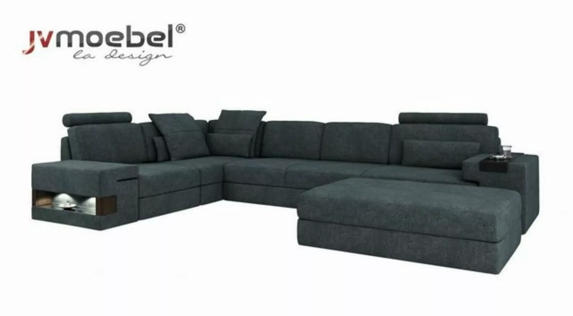 JVmoebel Ecksofa, Design Sofa Couch Ecke mit Hocker Polstermöbel Wohnzimmer günstig online kaufen