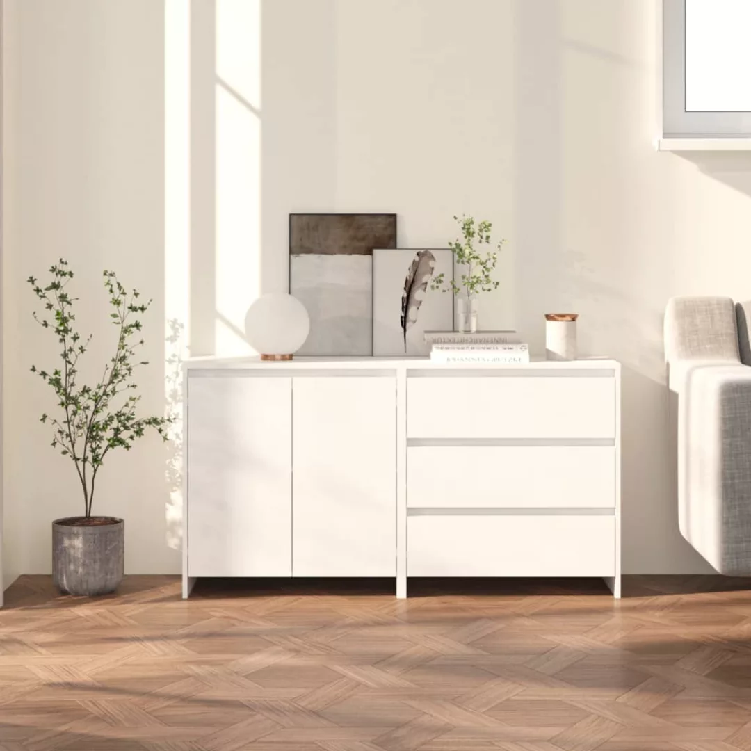 Vidaxl 2-tlg. Sideboard Weiß Holzwerkstoff günstig online kaufen
