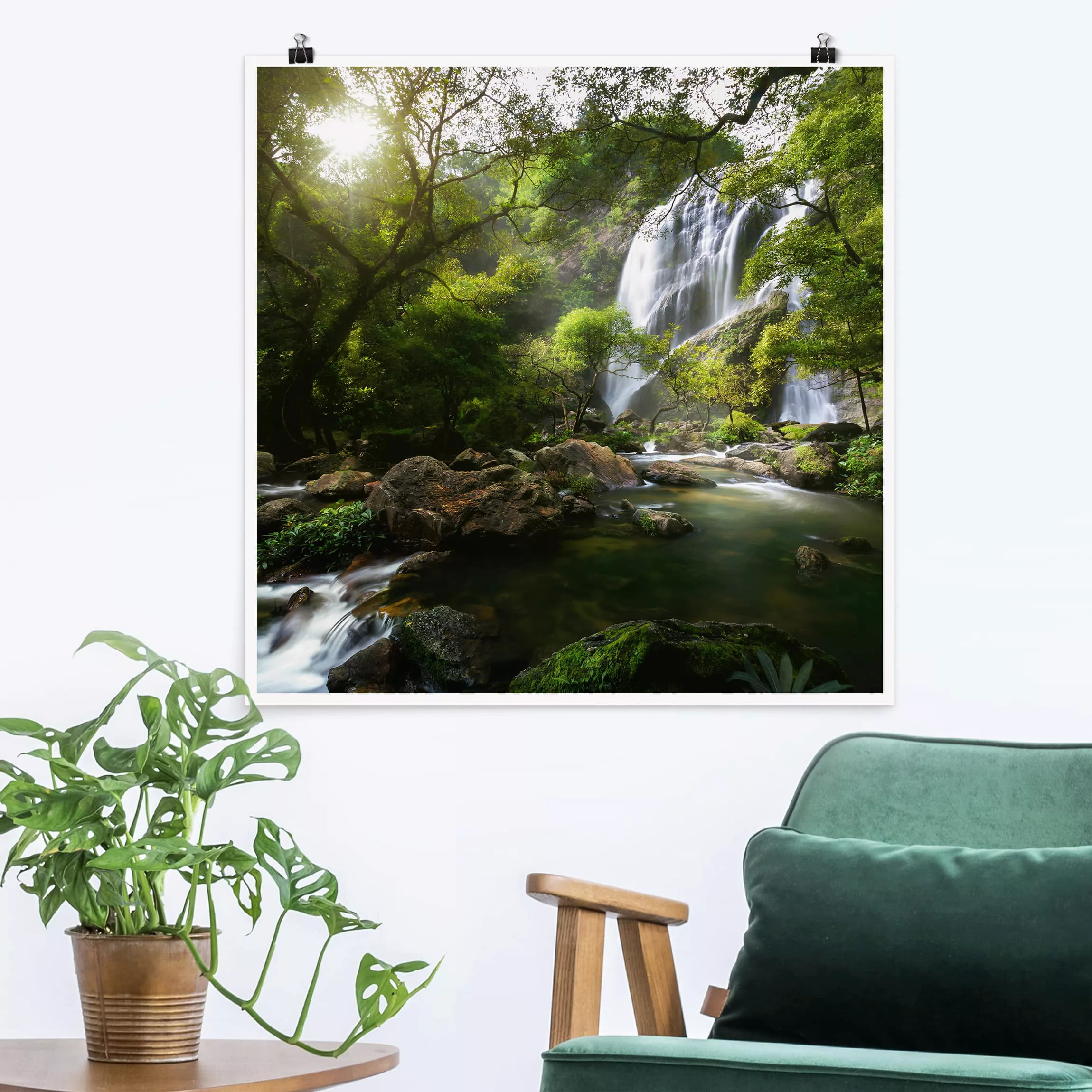 Poster Natur & Landschaft - Quadrat Gebirgsbach günstig online kaufen