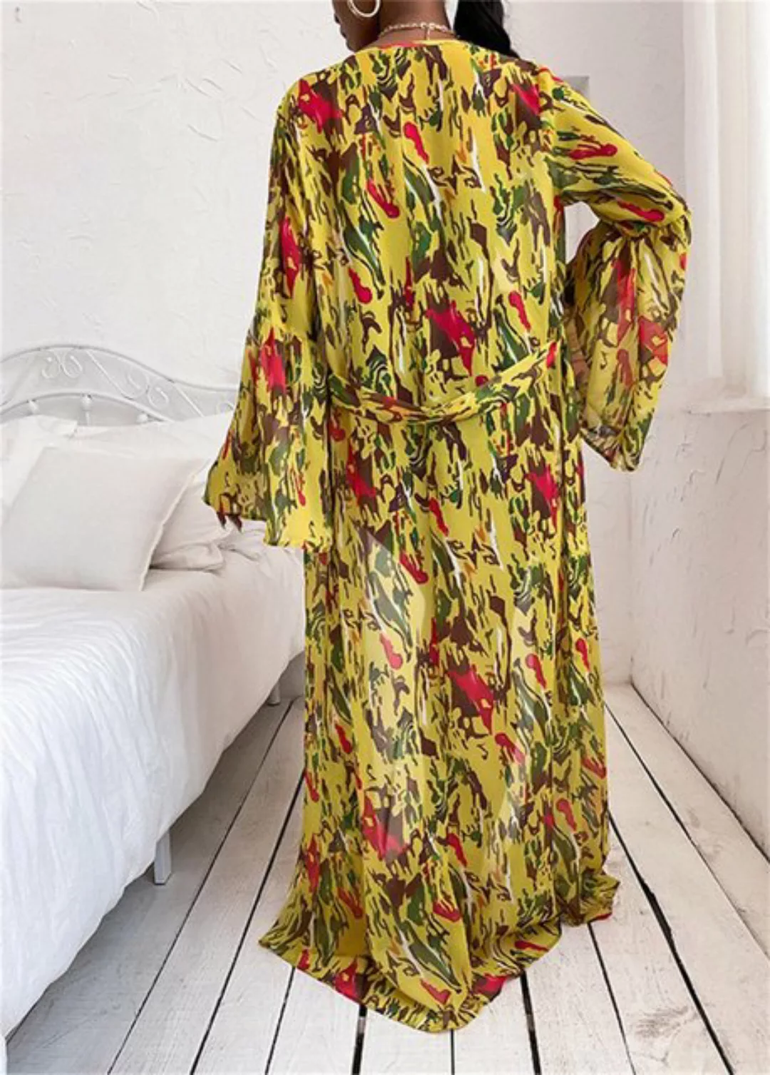 RUZU UG Dirndl Modisches, lockeres, langärmliges bedrucktes Kleid (1-tlg) günstig online kaufen