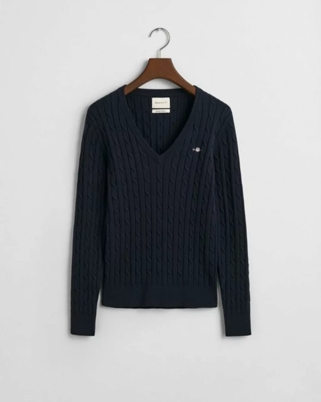 Gant Sweater "Strickpullover STRETCH COTTON CABLE V-NECK" günstig online kaufen