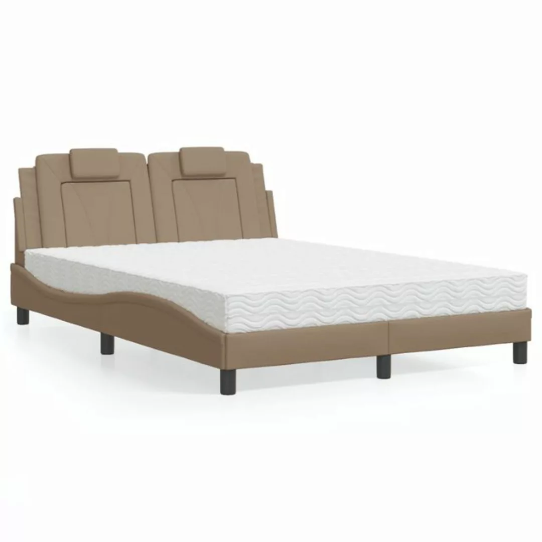 vidaXL Bett mit Matratze Cappuccino-Braun 140x190 cm Kunstleder Modell 3201 günstig online kaufen