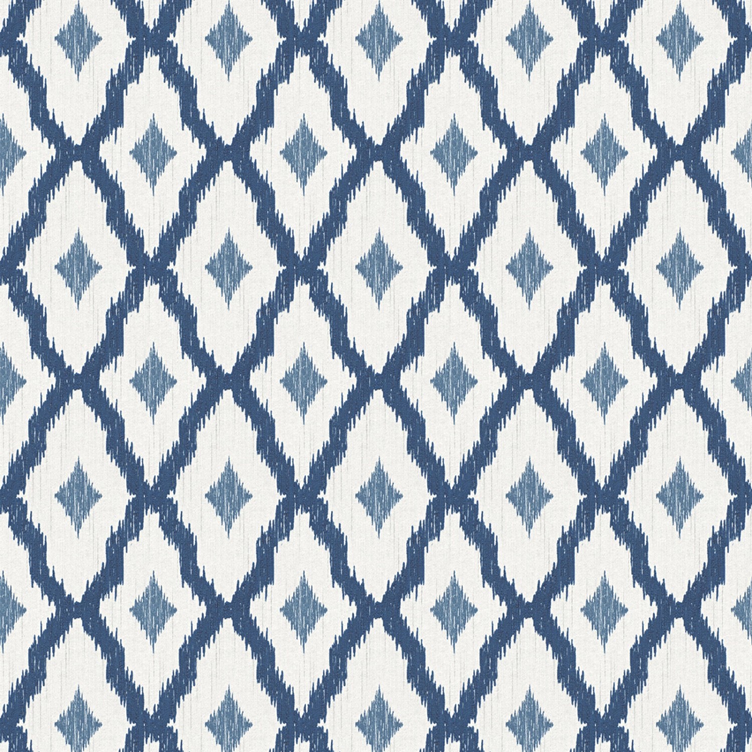 Bricoflor Boheme Tapete Weiß Blau Vlies Textiltapete mit Rauten Elegant für günstig online kaufen