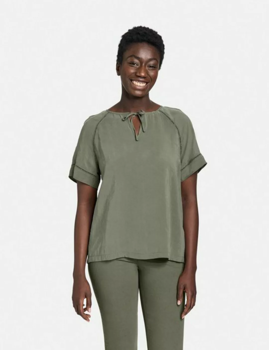 GERRY WEBER Klassische Bluse Blusenshirt mit Bindedetail am Ausschnitt günstig online kaufen