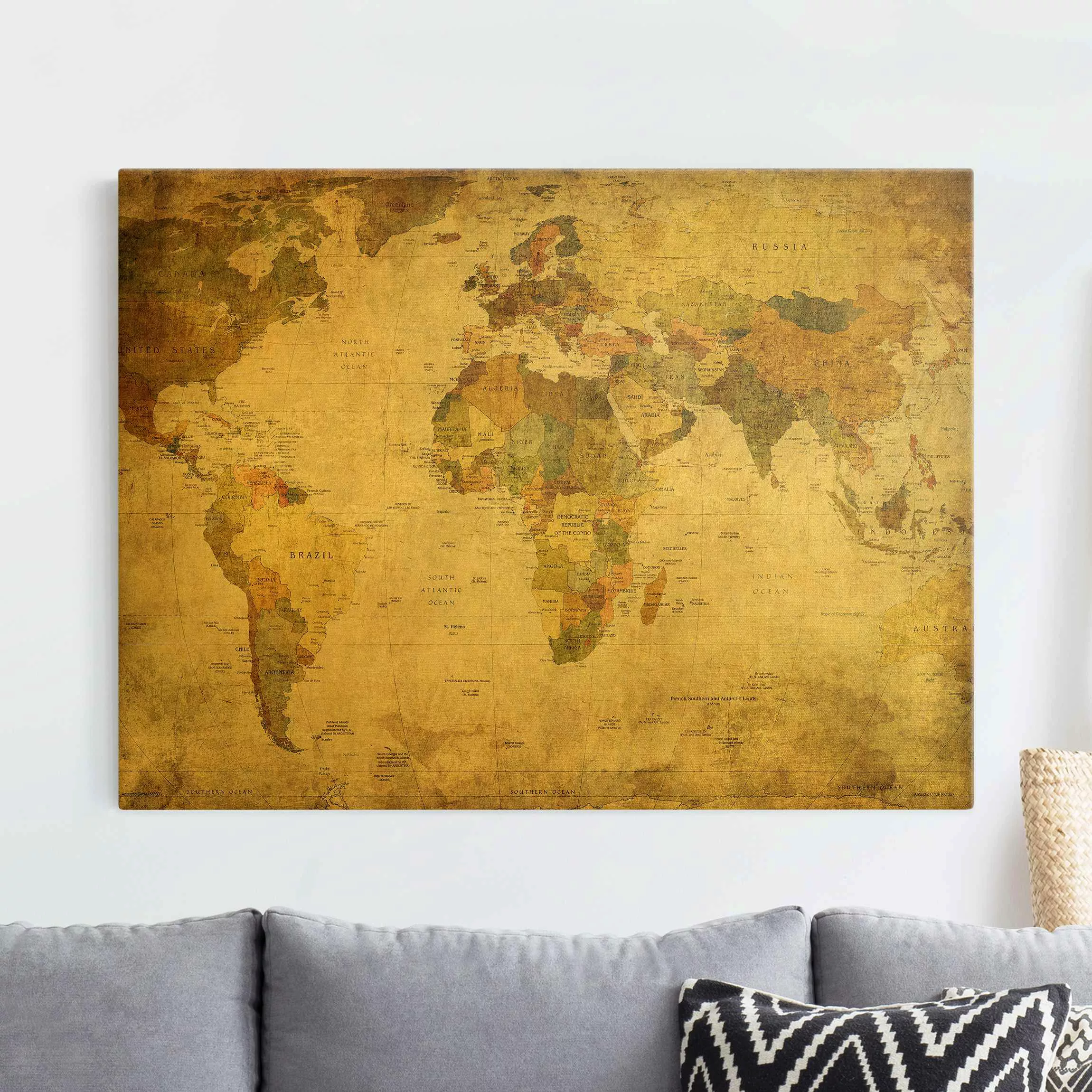 Leinwandbild Weltkarte günstig online kaufen