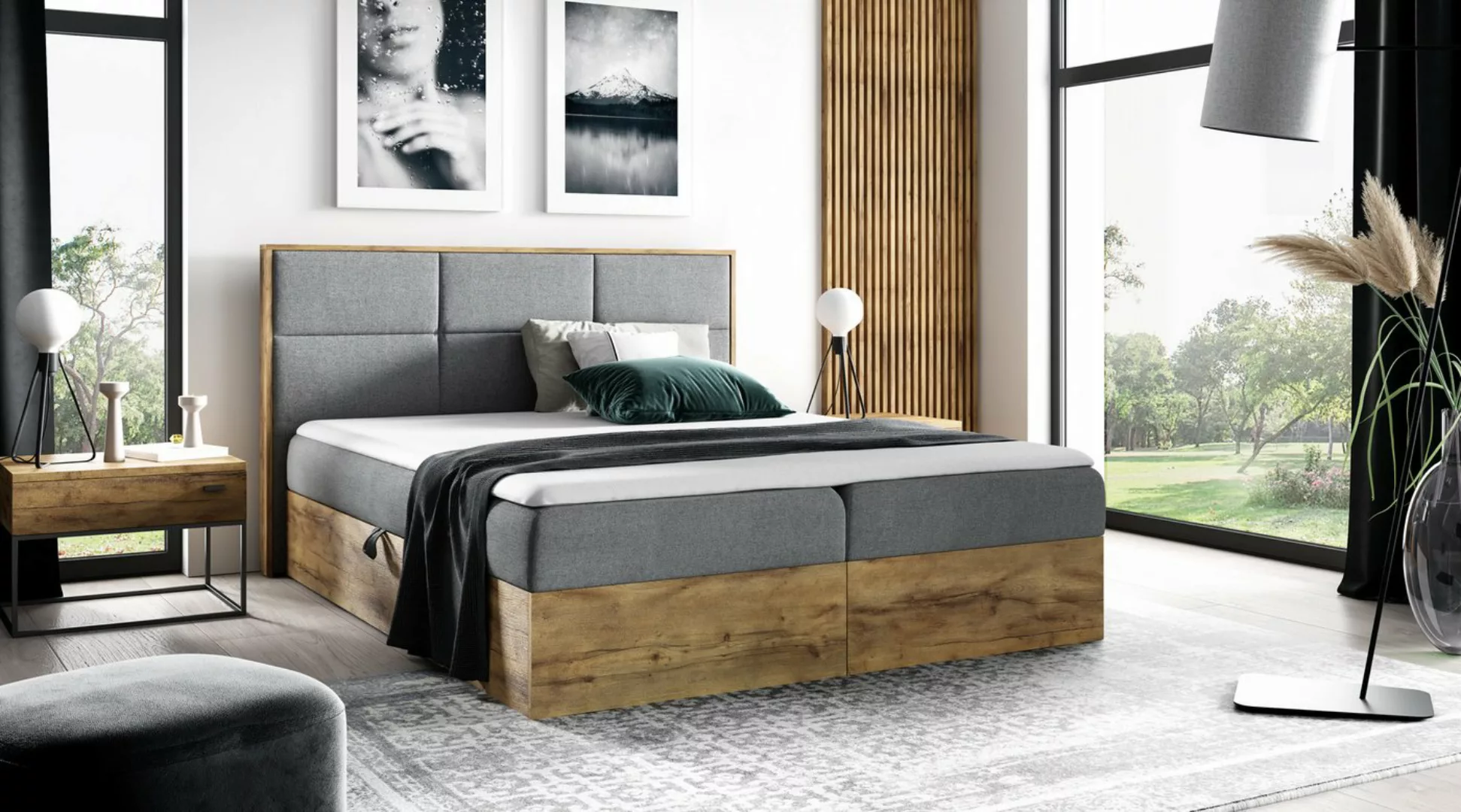 Schlaffabrik Boxspringbett WOOD 2 (Faro 4), inkl. Matratze, Topper, LED, St günstig online kaufen