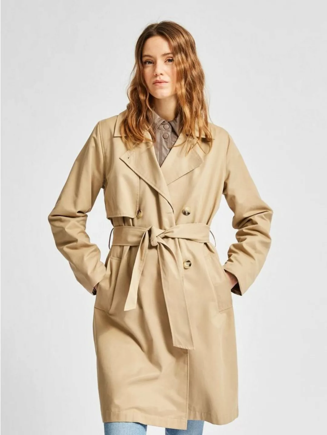 SELECTED FEMME Kurzmantel Eleganter Trench Coat Übergang Mantel SLFWEKA 499 günstig online kaufen