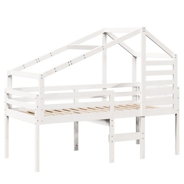 vidaXL Bett Hochbett mit Dach Weiß 75x190 cm Massivholz Kiefer günstig online kaufen